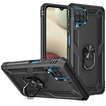 Outdoor Case für SAMSUNG GALAXY A12 TPU Hybrid Sergeant Armor Metall Ring Hülle