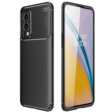 TPU Case für ONEPLUS NORD 2 Carbon Fiber Muster Shockproof Texture Hülle Cover, Farbe: Schwarz