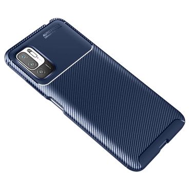 TPU Case für XIAOMI REDMI NOTE 10 5G Carbon Fiber Muster Shockproof Hülle Cover, Farbe: Blau