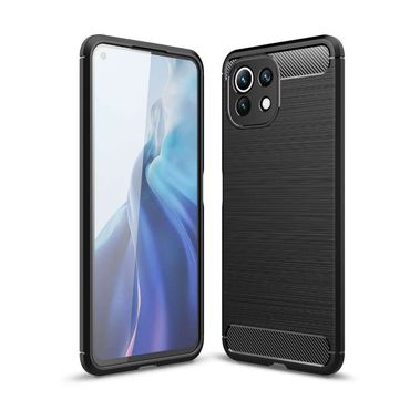 TPU Case für XIAOMI MI 11 LITE Carbon Fiber Skin Brushed Schutz Hülle Soft Cover