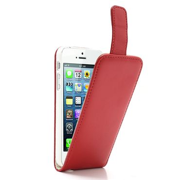 Flip Case für Apple iPhone SE 5 5S Vertical Magnet, Farbe: Rot