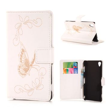 Wallet Case für Sony Xperia Z3 Butterfly Pattern, Farbe: Weiß