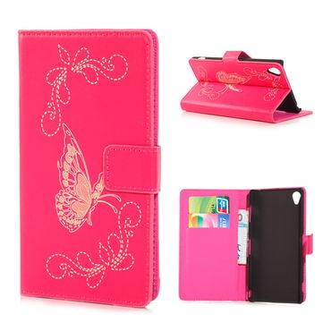 Wallet Case für Sony Xperia Z3 Butterfly Pattern, Farbe: Magenta