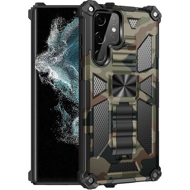 Outdoor Hülle für Samsung Galaxy S22 ULTRA Camouflage Shockproof Schutz Cover
