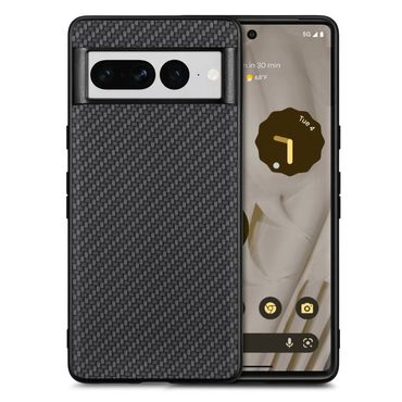TPU Hülle für Google Pixel 7 PRO Carbon Fiber Texture Optik Schutz Backcover, Farbe: Schwarz