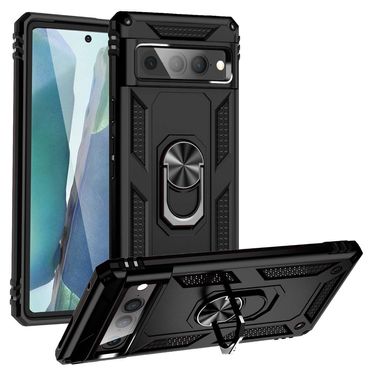 Outdoor Hülle für Google Pixel 7 PRO TPU PC Hybrid Sergeant Armor Ring Cover, Farbe: Schwarz