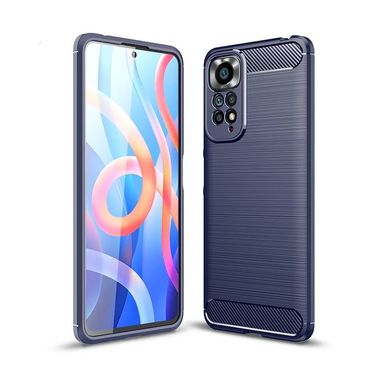 TPU Hülle für Xiaomi Redmi Note 11 Carbon Fiber Skin Brushed Schutzcover Case, Farbe: Blau