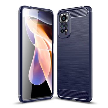 TPU Hülle für Xiaomi Redmi Note 11 PRO Carbon Fiber Skin Brushed Cover Case, Farbe: Blau