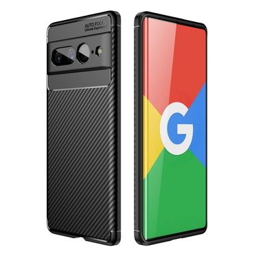 TPU Hülle für Google Pixel 7 PRO Carbon Fiber Muster Shockproof Back Cover Case, Farbe: Schwarz