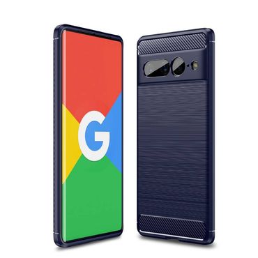 TPU Hülle für Google Pixel 7 PRO Carbon Fiber Skin Brushed Schutzcover Case, Farbe: Blau