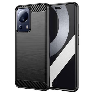 TPU Hülle für Xiaomi 13 LITE Carbon Fiber Skin Brushed Schutzcover Soft Case, Farbe: Schwarz