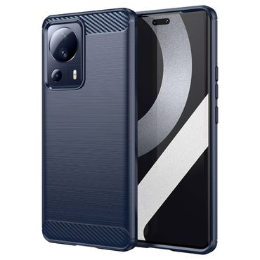 TPU Hülle für Xiaomi 13 LITE Carbon Fiber Skin Brushed Schutzcover Soft Case, Farbe: Blau