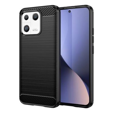 TPU Hülle für Xiaomi 13 Carbon Fiber Skin Brushed Schutz Backcover Soft Case, Farbe: Schwarz
