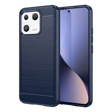 TPU Hülle für Xiaomi 13 Carbon Fiber Skin Brushed Schutz Backcover Soft Case, Farbe: Blau