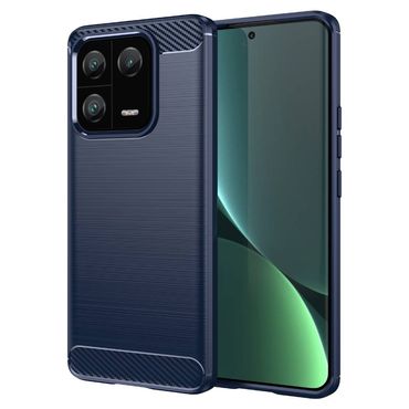 TPU Hülle für Xiaomi 13 PRO Carbon Fiber Skin Brushed Schutz Backcover Soft Case, Farbe: Blau