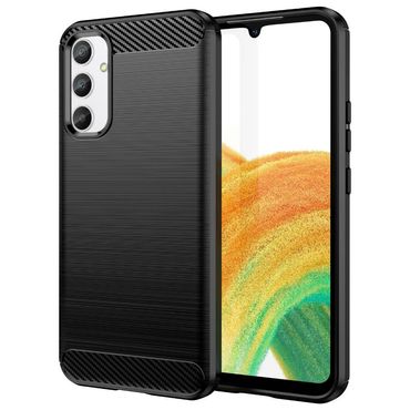 TPU Hülle für Samsung Galaxy A34 Carbon Fiber Skin Brushed Schutzcover Soft Case