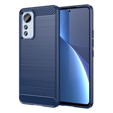 TPU Hülle für Xiaomi 12 LITE Carbon Fiber Skin Brushed Schutzcover Soft Case, Farbe: Blau