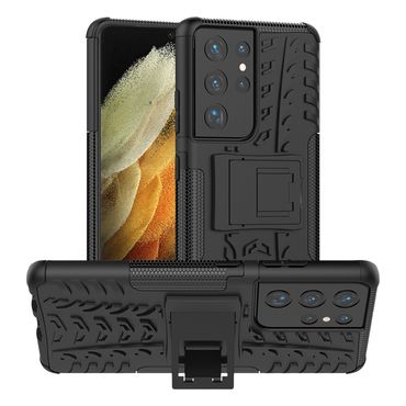 Outdoor Hülle für Samsung Galaxy S21 ULTRA Tire Rutschfest Stand PC TPU Case