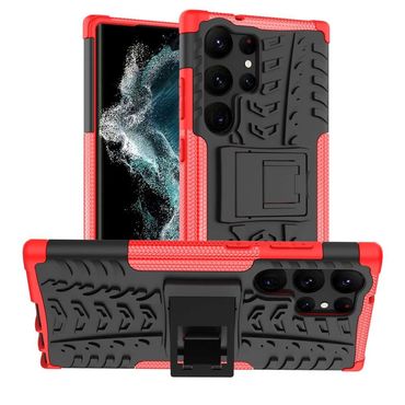 Outdoor Hülle für Samsung Galaxy S23 ULTRA Tire Rutschfest Stand PC TPU Case