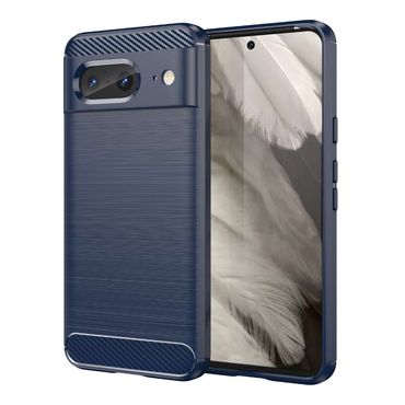 TPU Hülle für Google Pixel 8 Carbon Fiber Skin Brushed Schutzcover Soft Case, Farbe: Blau