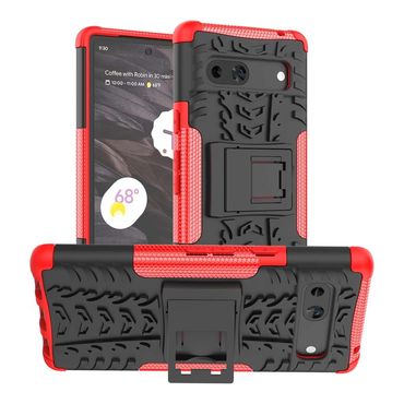 Outdoor Hülle für Google Pixel 7a Tire Rutschfest Kickstand PC TPU Cover Case, Farbe: Rot