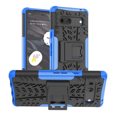 Outdoor Hülle für Google Pixel 7a Tire Rutschfest Kickstand PC TPU Cover Case, Farbe: Blau