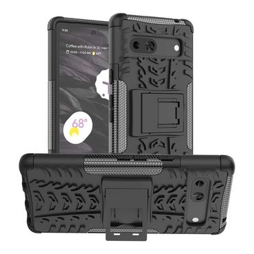 Outdoor Hülle für Google Pixel 7a Tire Rutschfest Kickstand PC TPU Cover Case, Farbe: Schwarz
