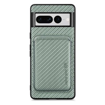 TPU Hülle für Google Pixel 7 PRO Carbon Fiber Magnet Bag Card Schutzhülle Cover, Farbe: Grün