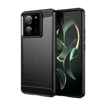 TPU Hülle für Xiaomi 13T | 13T PRO Carbon Fiber Skin Brushed Schutzcover Case, Farbe: Schwarz
