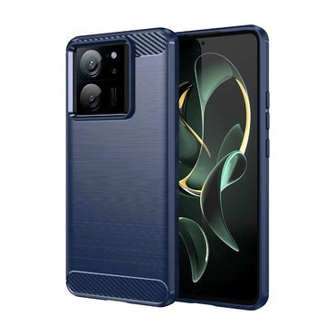 TPU Hülle für Xiaomi 13T | 13T PRO Carbon Fiber Skin Brushed Schutzcover Case, Farbe: Blau