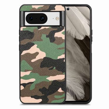 TPU Hülle für Google Pixel 8 Camouflage Schutz Case Army Flexibel Tarn Muster, Farbe: Grün