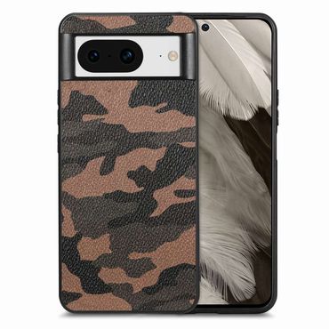 TPU Hülle für Google Pixel 8 Camouflage Schutz Case Army Flexibel Tarn Muster, Farbe: Braun