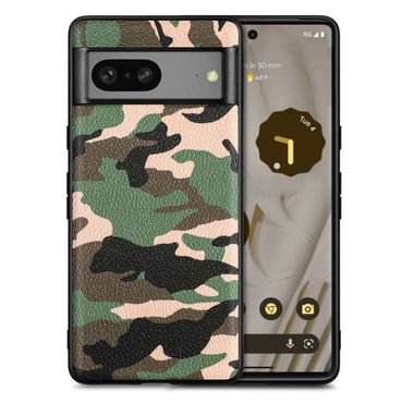 TPU Hülle für Google Pixel 7a Camouflage Schutz Case Army Flexibel Tarn Muster, Farbe: Grün