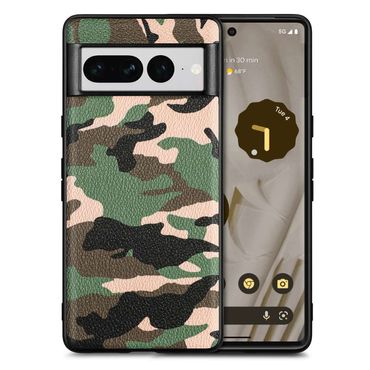 TPU Hülle für Google Pixel 7 PRO Camouflage Schutz Case Army Flexi Tarn Cover, Farbe: Grün
