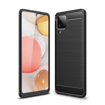 TPU Hülle für Samsung Galaxy A12 Carbon Fiber Skin Brushed Schutzcover Soft Case