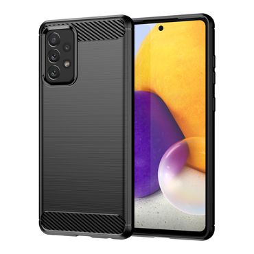 TPU Hülle für Samsung Galaxy A72 Carbon Fiber Skin Brushed Schutzcover Soft Case