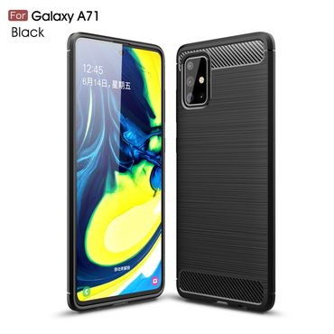 TPU Hülle für Samsung Galaxy A71 Carbon Fiber Skin Brushed Schutzcover Soft Case