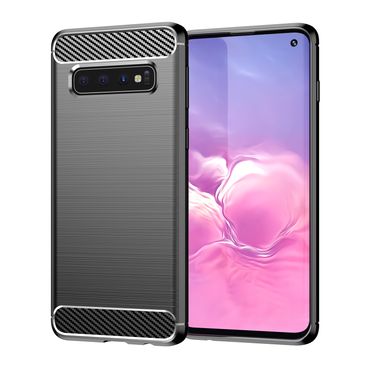 TPU Hülle für Samsung Galaxy S10 Carbon Fiber Skin Brushed Schutzcover Soft Case