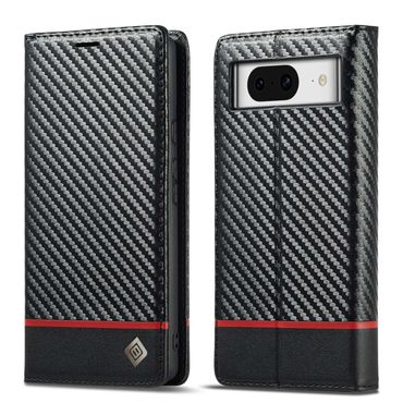 LC.IMEEKE Handy Tasche für Google Pixel 8 Carbon Wallet Stripe Hülle Etui Case, Muster: Horizontal