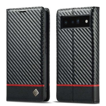 LC.IMEEKE Handy Tasche für Google Pixel 7a Carbon Wallet Stripe Hülle Etui Case, Muster: Horizontal