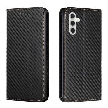 Handy Tasche für Samsung Galaxy A35 Carbon Fiber Wallet Hülle Magnet Klapp Etui