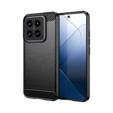 TPU Hülle für Xiaomi 14 Carbon Fiber Skin Brushed Schutz Backcover Soft Case, Farbe: Schwarz