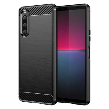 TPU Hülle für Sony Xperia 10 V Carbon Fiber Skin Brushed Schutzcover Soft Case
