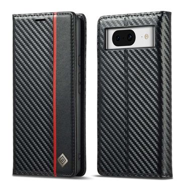 LC.IMEEKE Handy Tasche für Google Pixel 8a Carbon Wallet Stripe Hülle Etui Case