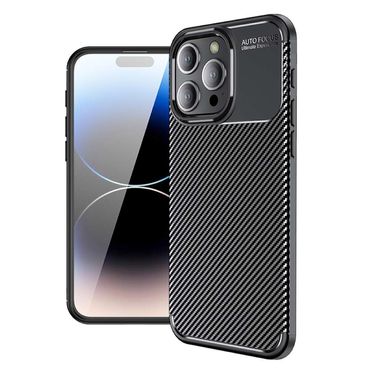 TPU Hülle für Apple iPhone 15 PRO Carbon Fiber Muster Shockproof Back Cover Case