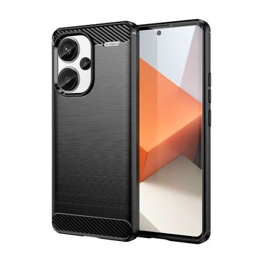 TPU Hülle für Xiaomi Redmi Note 13 PRO+ Carbon Fiber Skin Brushed Schutzcover, Farbe: Schwarz