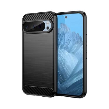 TPU Hülle für Google Pixel 9 9 PRO Carbon Fiber Skin Brushed Schutzcover Case, Farbe: Schwarz