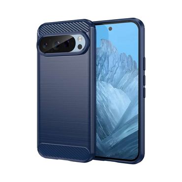 TPU Hülle für Google Pixel 9 9 PRO Carbon Fiber Skin Brushed Schutzcover Case, Farbe: Blau