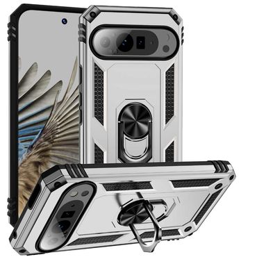 Outdoor Hülle für Google Pixel 9 9 PRO TPU PC Hybrid Sergeant Armor Schutzcover, Farbe: Silber