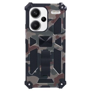 Outdoor Hülle für Xiaomi Redmi Note 13 PRO+ Camouflage Shockproof PC Schutzcover, Farbe: Grün